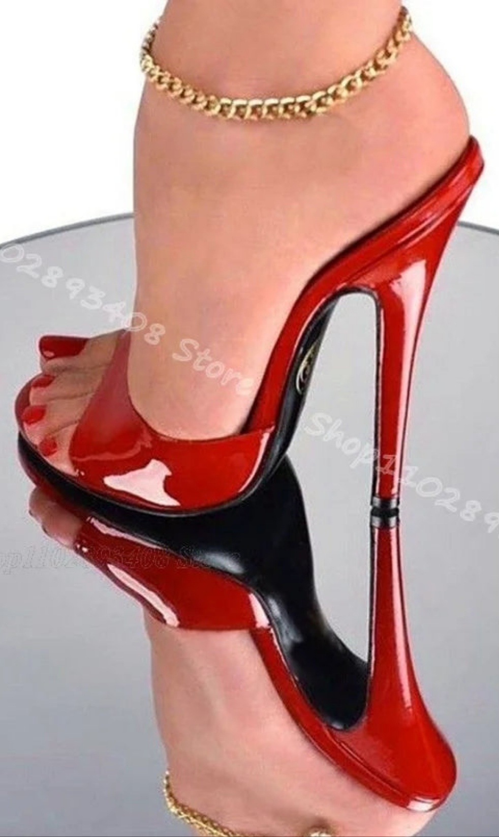 💘Gold Peep Toe Patent Leather Shallow High Heel British Style Summer Dress Party Slippers💘