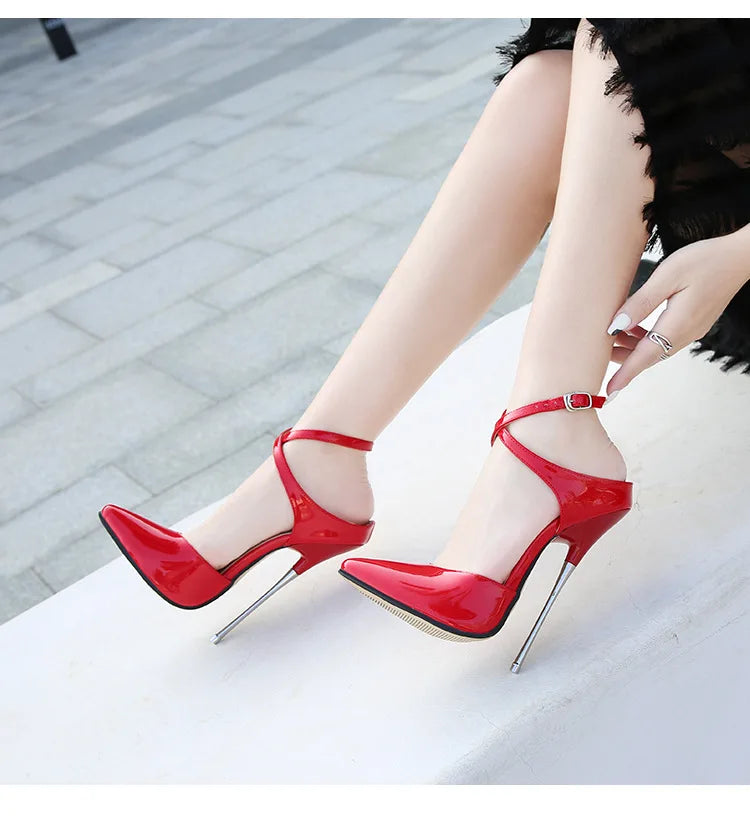 💘16 Cm Heel Point Toe Popular Super High Heel Pumps💘