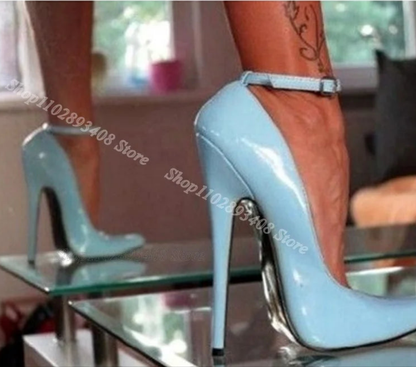 💘White Ankle Buckle Stiletto Solid Elegant High Heel British Style Spring Party Dress Pumps 2024💘
