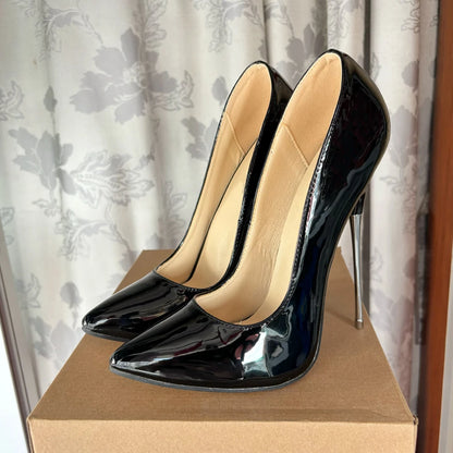 🔥2024 16cm Shiny Extreme High Heel Stiletto Fetish Plus Size 45 46 Pumps🔥