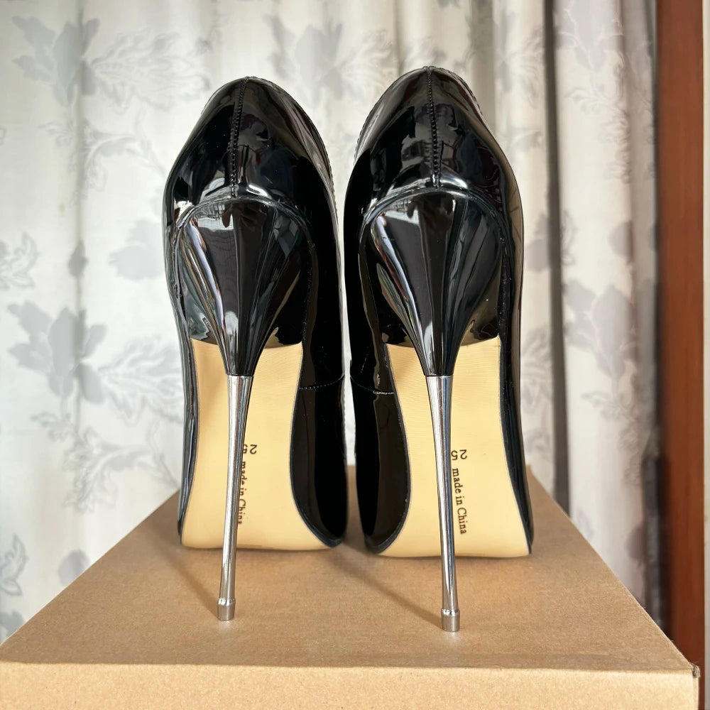 🔥2024 16cm Shiny Extreme High Heel Stiletto Fetish Plus Size 45 46 Pumps🔥