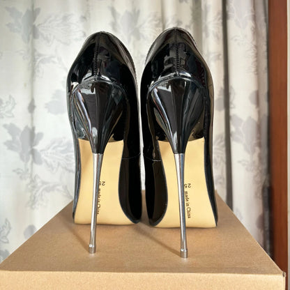 🔥2024 16cm Shiny Extreme High Heel Stiletto Fetish Plus Size 45 46 Pumps🔥