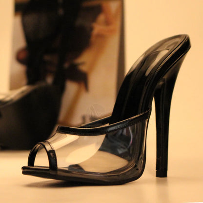 😍5“ Stiletto High Heel Peeptoe Mules Slip On Vintage Fetish Mule Big Size5-15😍