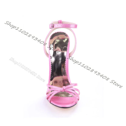 💕Sliver Thin Metal Heel Solid Ankle Buckle Fetish Sandals💕