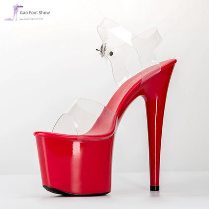 💋 17cm Thick Sole Transparent Crystal Catwalk Super High Heels💋